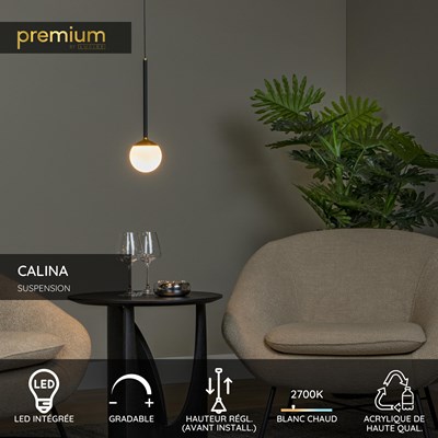 Lucide CALINA - Suspension - Ø 9,9 cm - LED Dim. - 1x9W 2700K - Noir | Premium